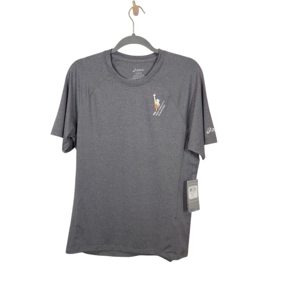 ASICS Tcs New York City Marathon Mens Gray Short Sleeve Shirt - Size S